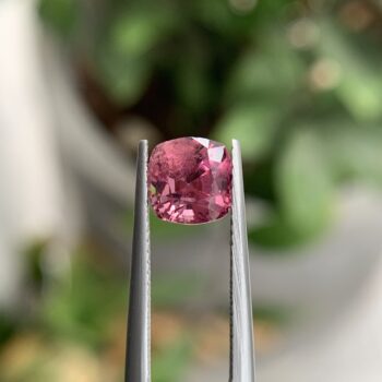 Natural Malaya Garnet Gemstone: Passion, Pink, Purple, Cushion Cut, 2.88 Carat